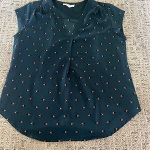 Women's Teal and Red Patterned Top